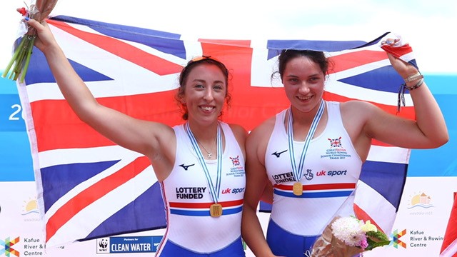 Zoe Adamson (left) with Great Britain team-mate Holly Dunford.