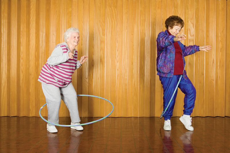 Fitness old ladies senior hula hoop