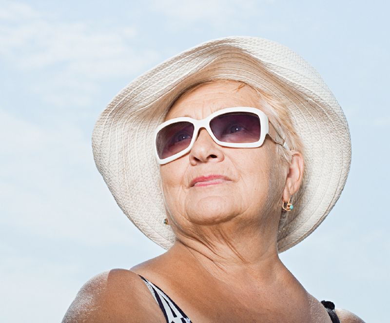Senior lady skin sun skincare