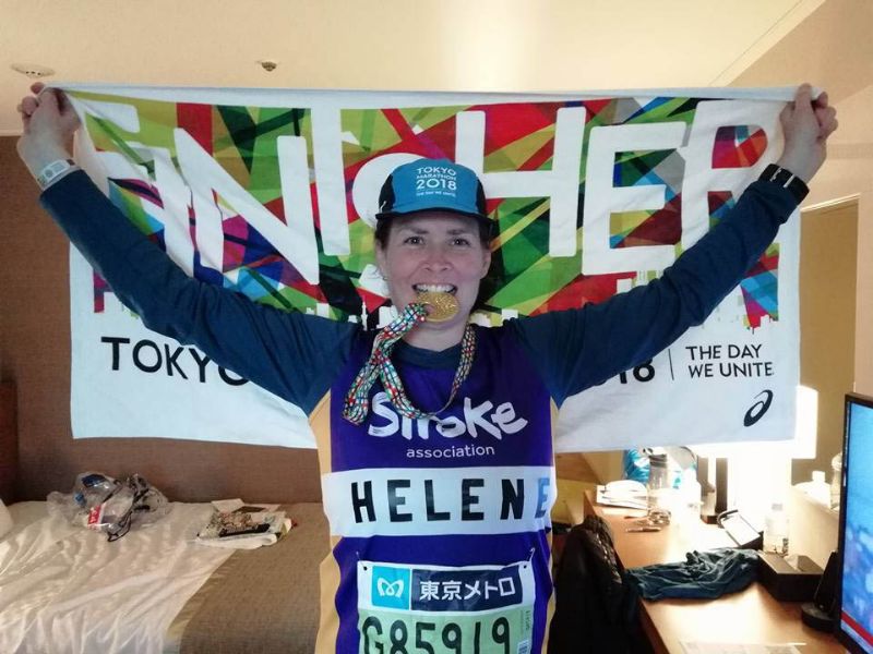 Helene Woodham after completing the Tokyo Marathon