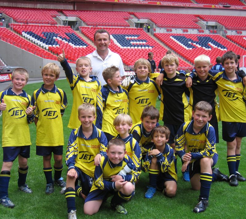 Richard Allenby’s Gotherington Juniors side at the reopening of the new Wembley